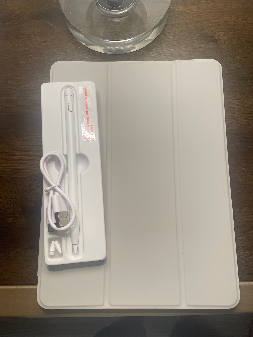 White Stylus Pen with White Tri-Fold Tablet Cover - Compatible Tablet Accessory